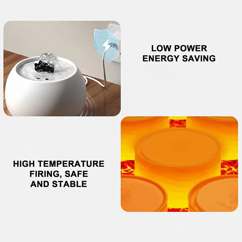 1.5L Automatic Cat Water Dispenser Fountain Rechargeable Pet Water Dispenser with Long-Lasting Filtered Sensor Ceramic Cat Bowl
