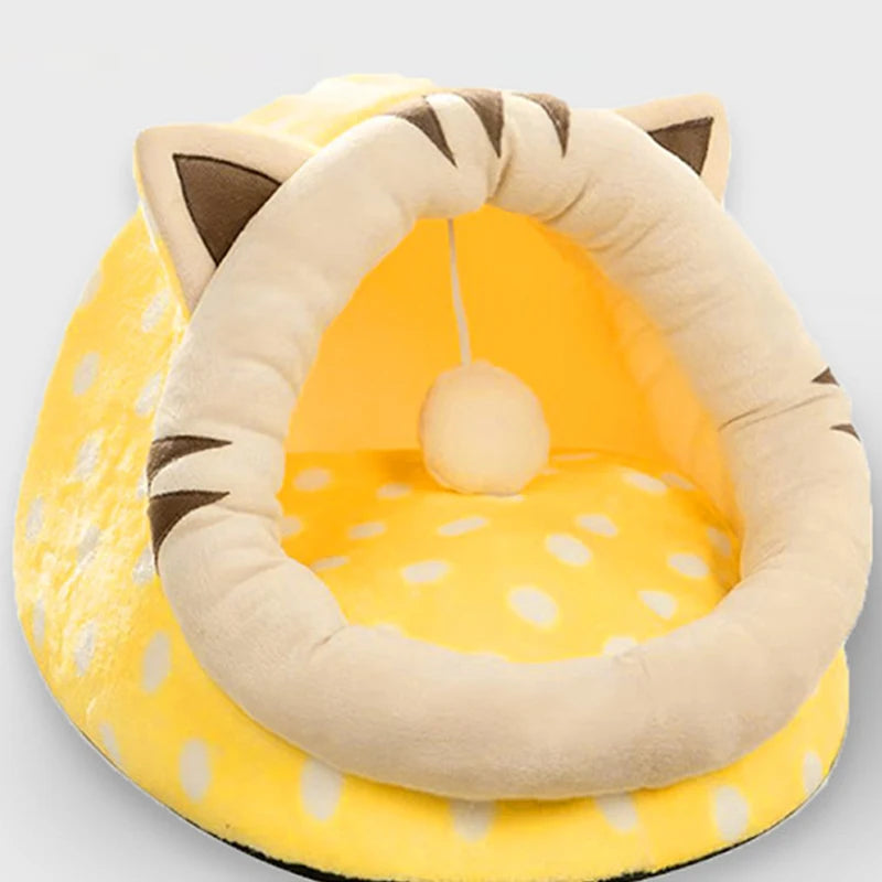 Winter Warm Cat Bed Pet House Cozy Kitten Lounger Cushion Cats House Tent Soft Small Dog Beds Washable Cat Cave Pet Supplies