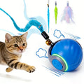 Automatic Interactive Cat Toy Ball for Indoor Cat Toys with 3 Tails 2 Speeds Rechargeable Rolling Ball for Cats with Bird Sound