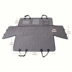Luxury Plaid Waterproof Detachable Pet Seat Cover for the Back of the Car Split Into Two Pockets with Mesh and Safety Leash