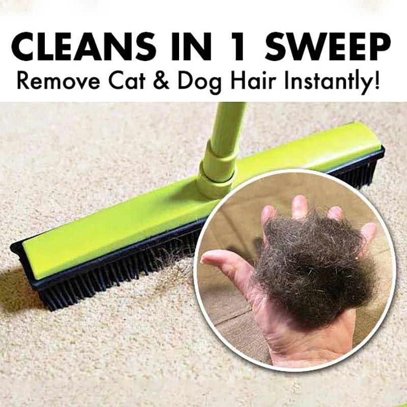 Telescopic Rubber Eco-Friendly Water Resistant Pet Hair Removal Broom Dog Hair Brush Dust Scraper Carpet Sweeper Wash Mop Window