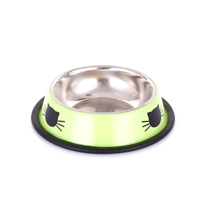 Stainless Steel Cat Bowls Pet Steel Bowl Set Food Water Bowl for Dogs and Cats Anti-skid Feeder Supplies for Small Dogs Cats