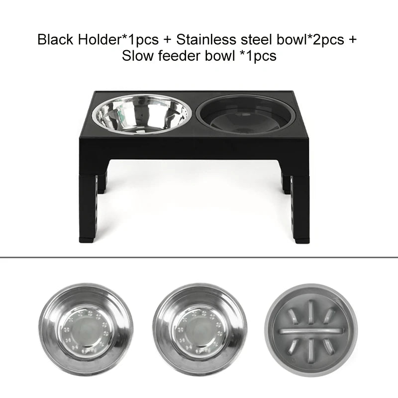 Elevated Dog Bowls with Slow Feeder Dog Bowl Stainless Steel Bowls Adjustable Pet Feeder Stand for Large Medium Dog Products