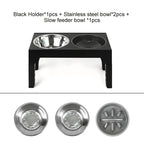Elevated Dog Bowls with Slow Feeder Dog Bowl Stainless Steel Bowls Adjustable Pet Feeder Stand for Large Medium Dog Products