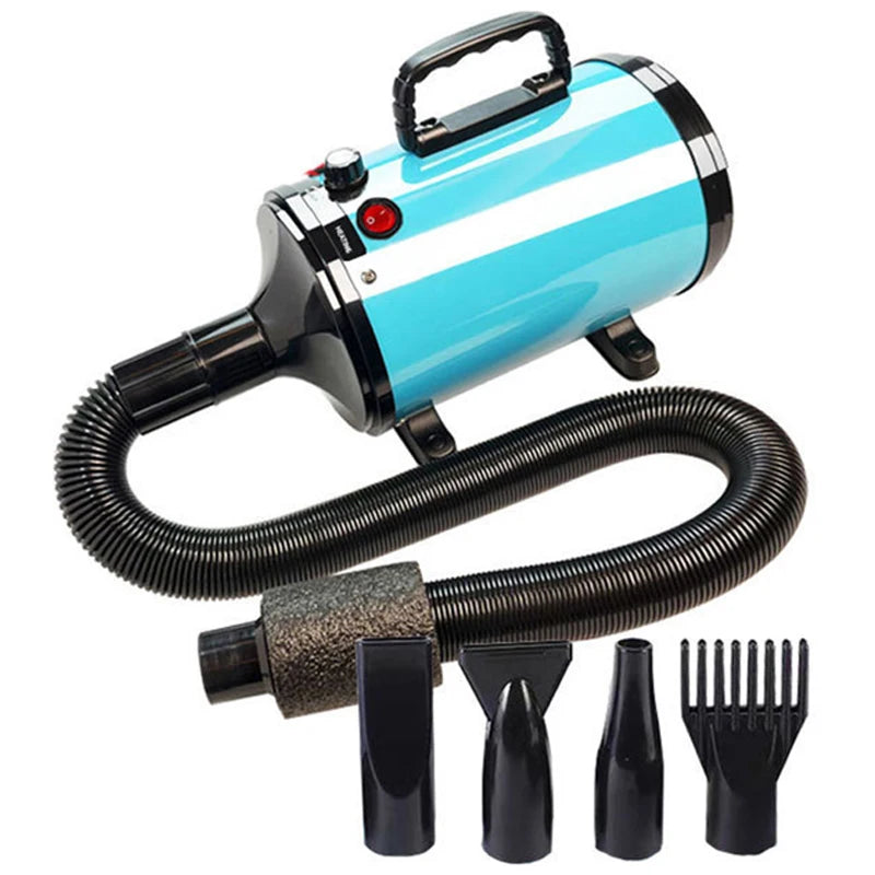Dog Hair Dryer 3.2HP Stepless Adjustable Speed Pet Grooming Dryer High Velocity Pet Hair Dryer for Dogs with 4 Different Nozzles