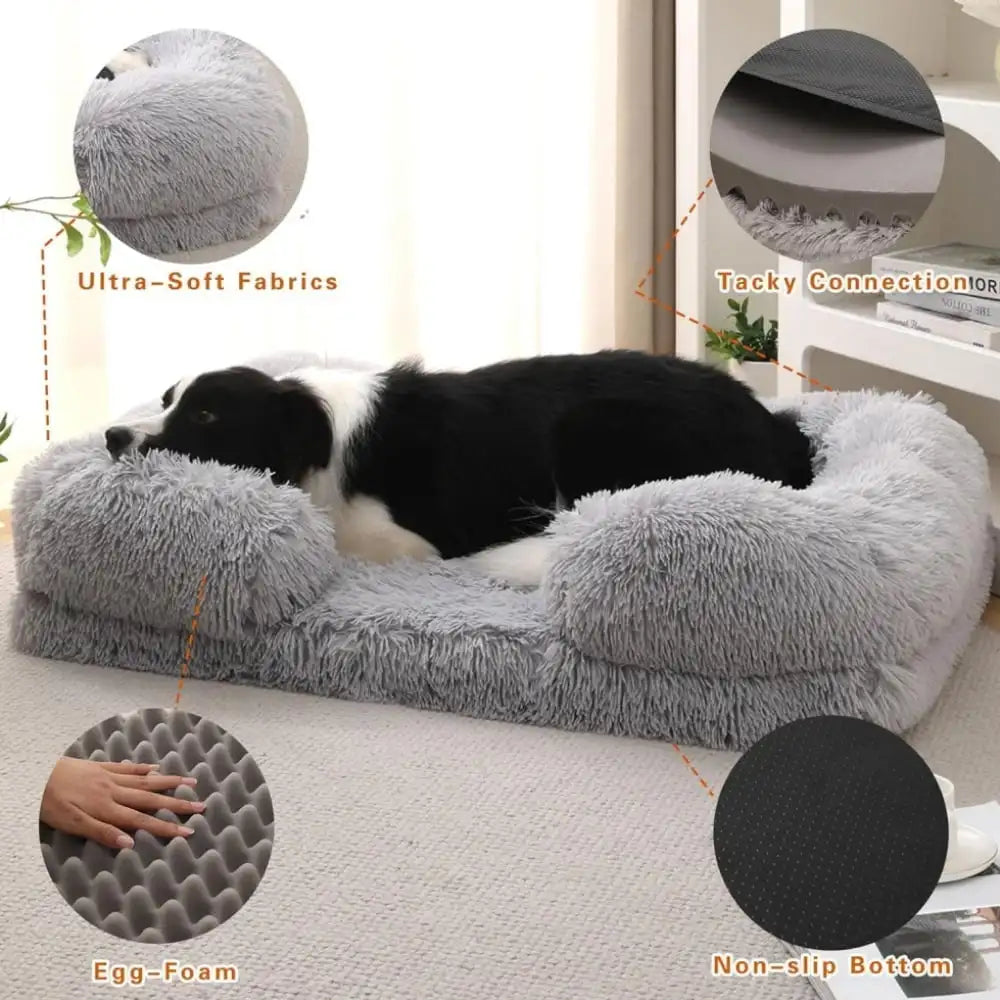 Orthopedic Dog Beds for Large Dogs Fluffy Large Dog Bed with Removable Washable Cover Non-Slip Bottom Foam Couch Bed