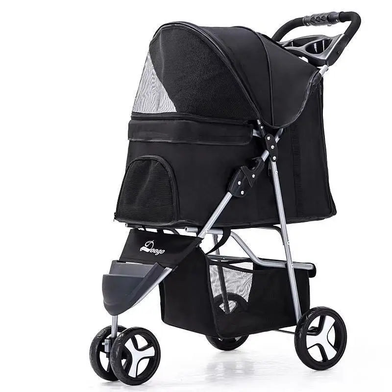 Dog Stroller Pet Trrolley for Small Medium Dogs Cats Foldable Dog Jogging Cage Travel Carrier with Cup Holder and Storage Basket
