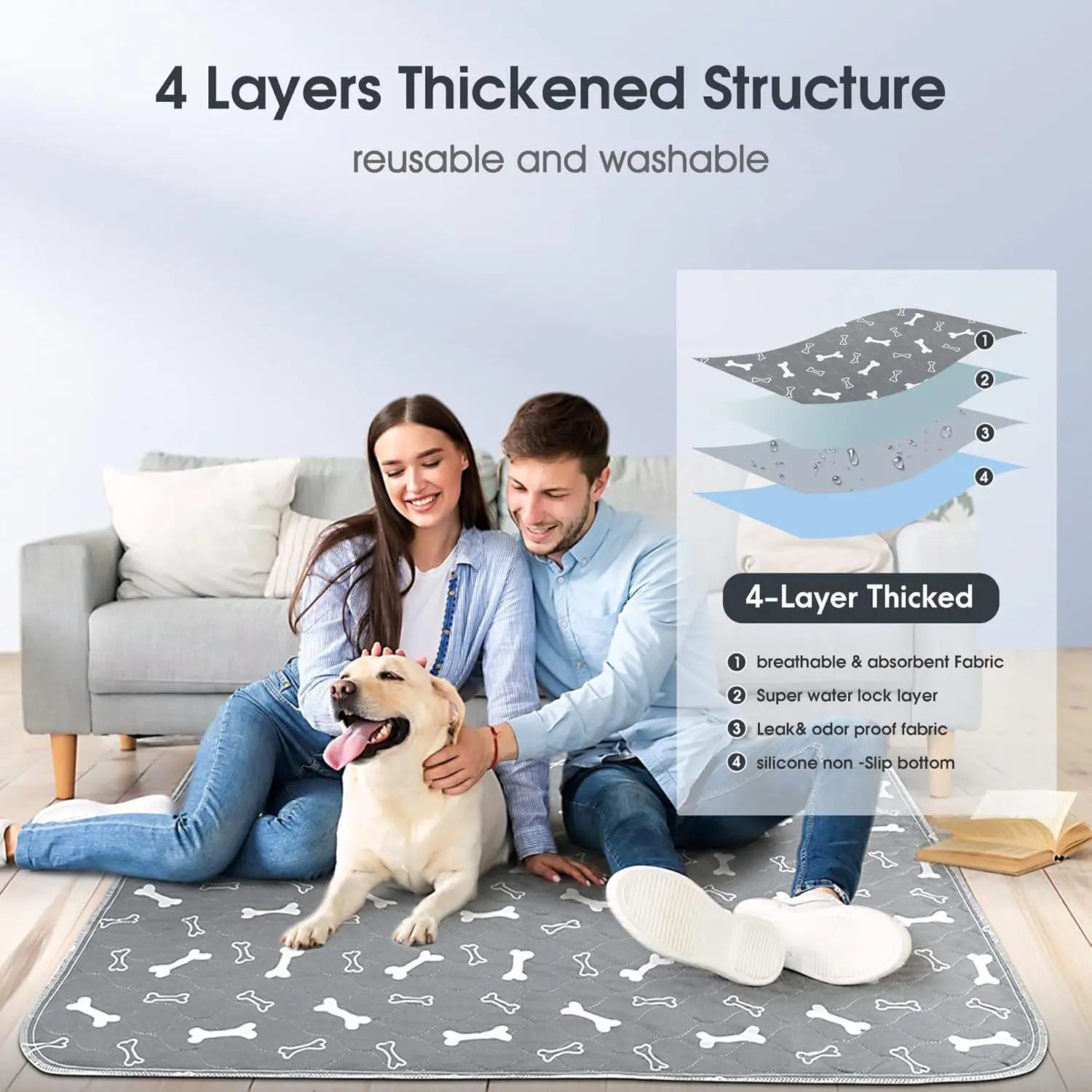 Washable Pet Urine Mat Hygiene Pads for Pets Waterproof Pet Mat Epoxy Non-Slip Training Pads for Puppies Dogs Cats Guinea Pigs