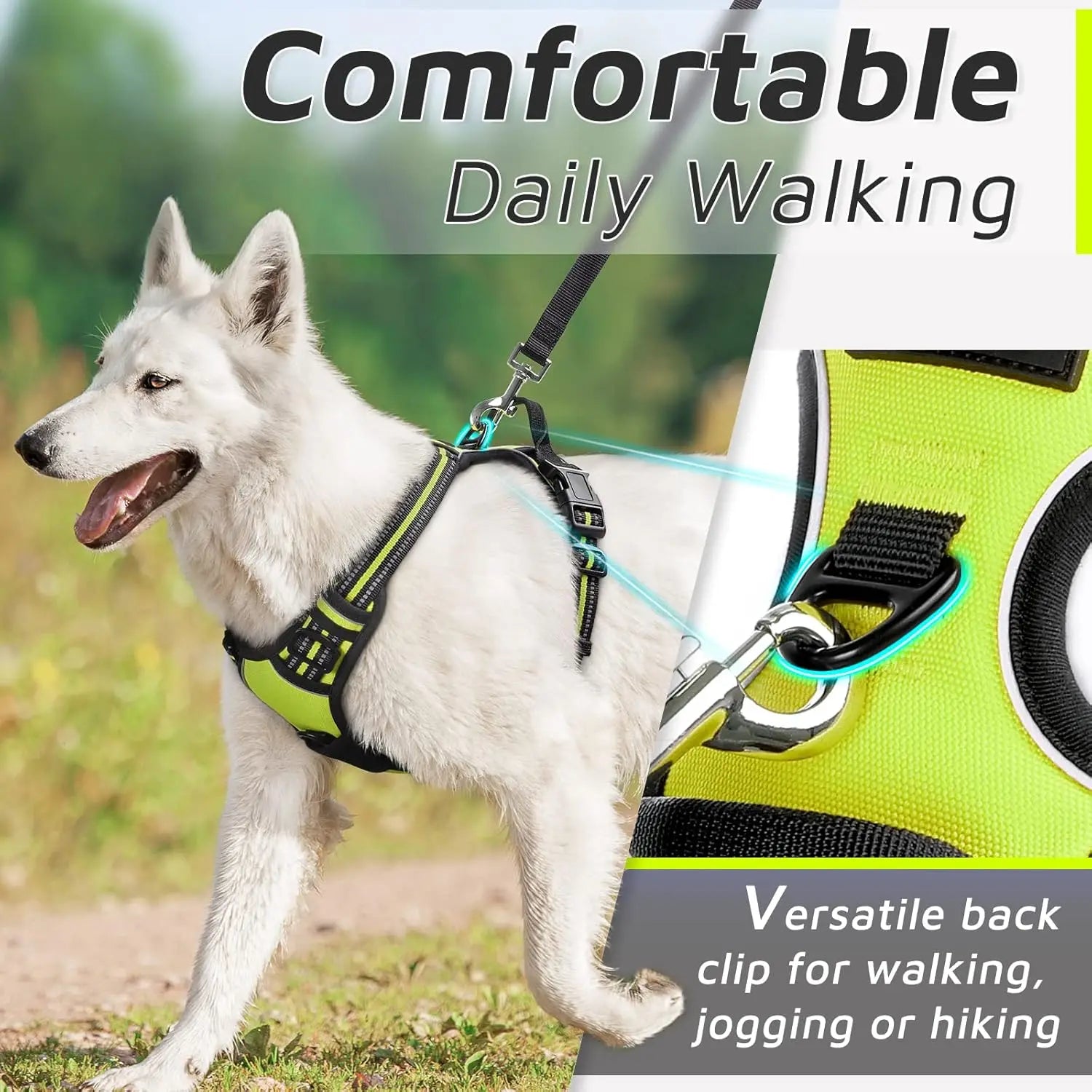 Dog Harness for Large Dogs No Pull Vest with Reflective Strip Control Handle Adjustable Comfortable for Easy Walking Pet Harness