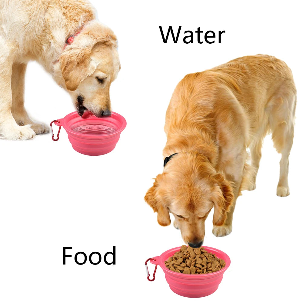 Large 1000ml Collapsible Silicone Pet Bowl Portable Outdoor Travel Dog Cat Food Container Feeder Dish Durable Plastic Puppy Bowl