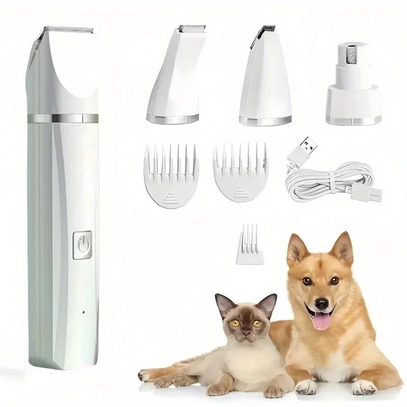4 in 1 Foldable Simple Cordless Pet Grooming Kit Rechargeable Portable Dog Cat Hair Clipper Set Pet Nail Grinder