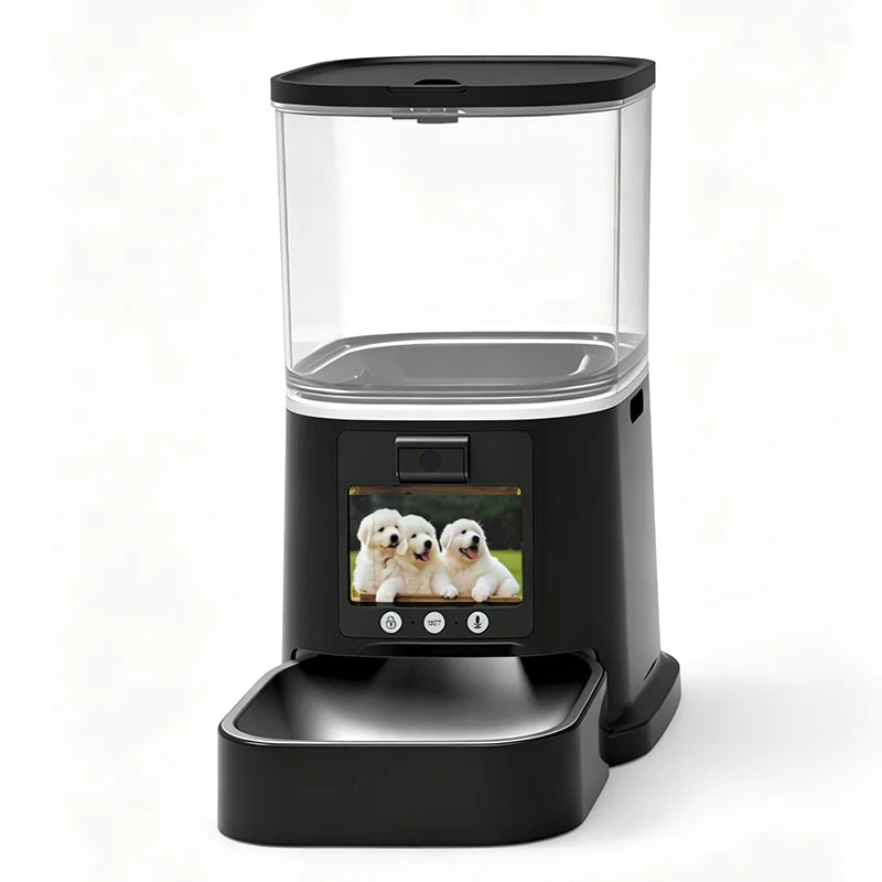 6L Large Capacity Automatic Cat Dog Feeder Smart Pet Feeder Two-Way Video Solid Pattern Bowls Battery Powered App Remote Control