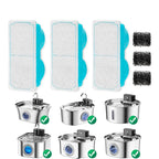3pcs Smart Cat Water Fountain Filters for 108oz/3.2L Wireless Cat Water Fountain Battery Operated Stainless Steel Pet Feeder