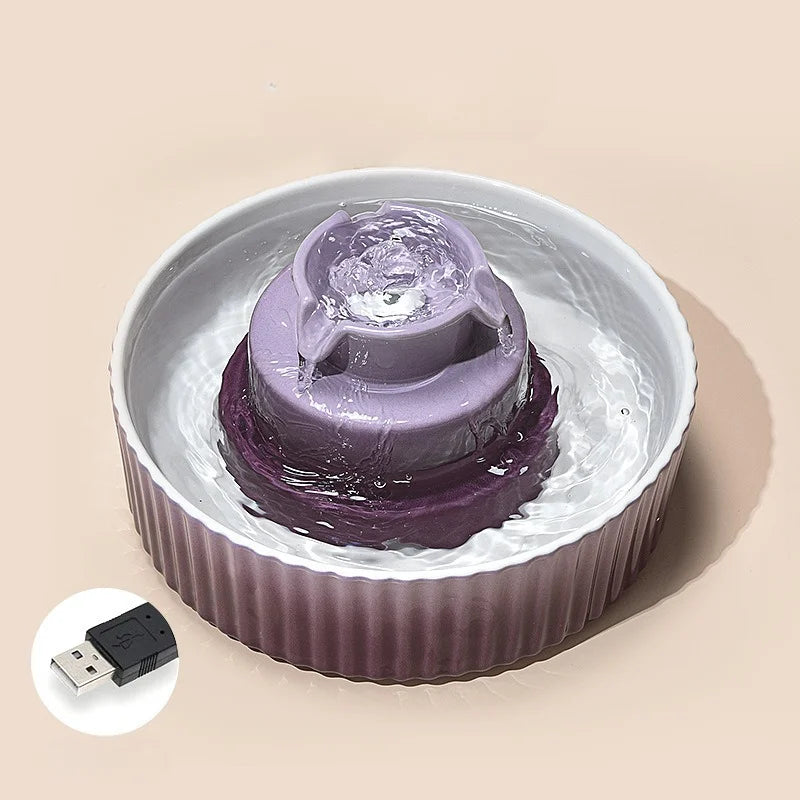 2..1L Ceramic Cat Bowl Cat Fountain with Activated Carbon Filter Custom LOGO Pet Water Dispenser Automatic for Cat Dog Drinking