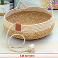 Removable Woven Cat Bed Upholstery Sleeping House Cat Scratch Floor Rattan Wear-resistant Washable Cat Cave Pet Supplies