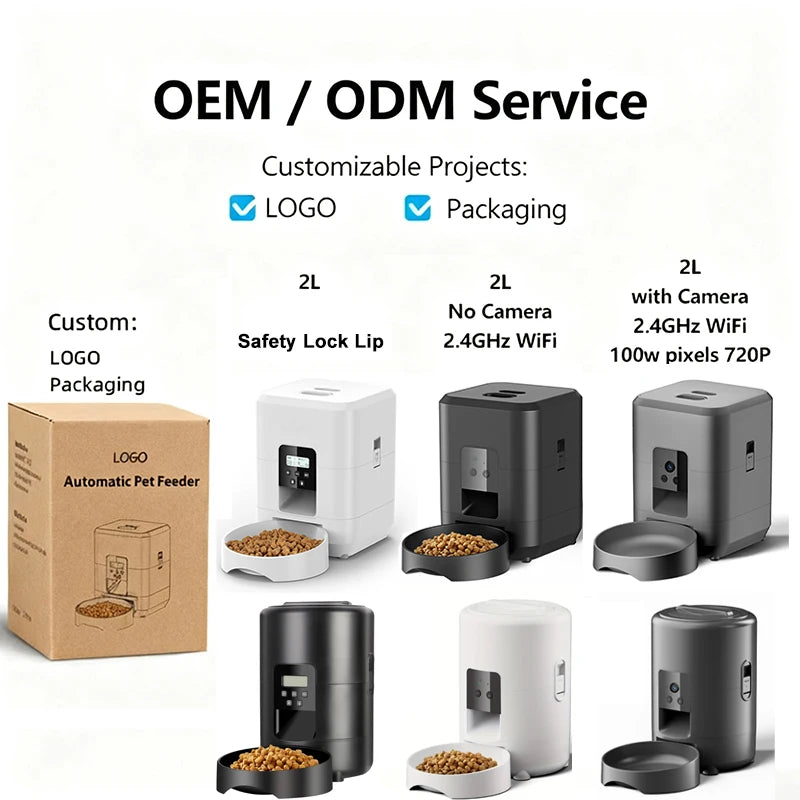 3L Two Bowls OEM Smart Automatic Dog Feeder WIFI Remote Control Dog Food Dispenser  Timing Automatic Pet Feeder Cat Dog Products