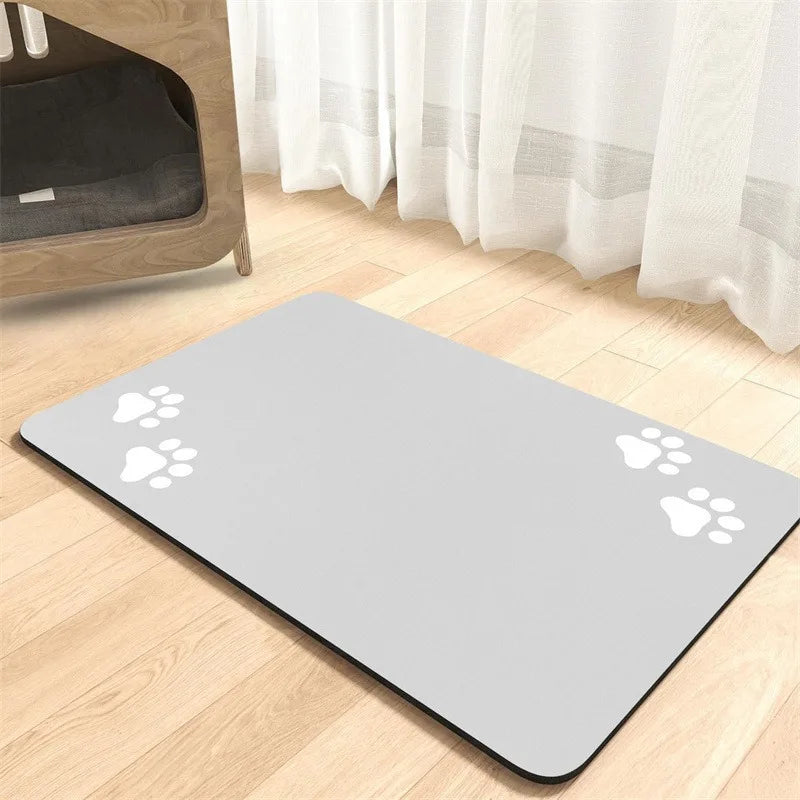 Non Slip Silicone Pet Food Mat Rapid Absorbent Dog Cat Square Bone Shaped Feeding Mat