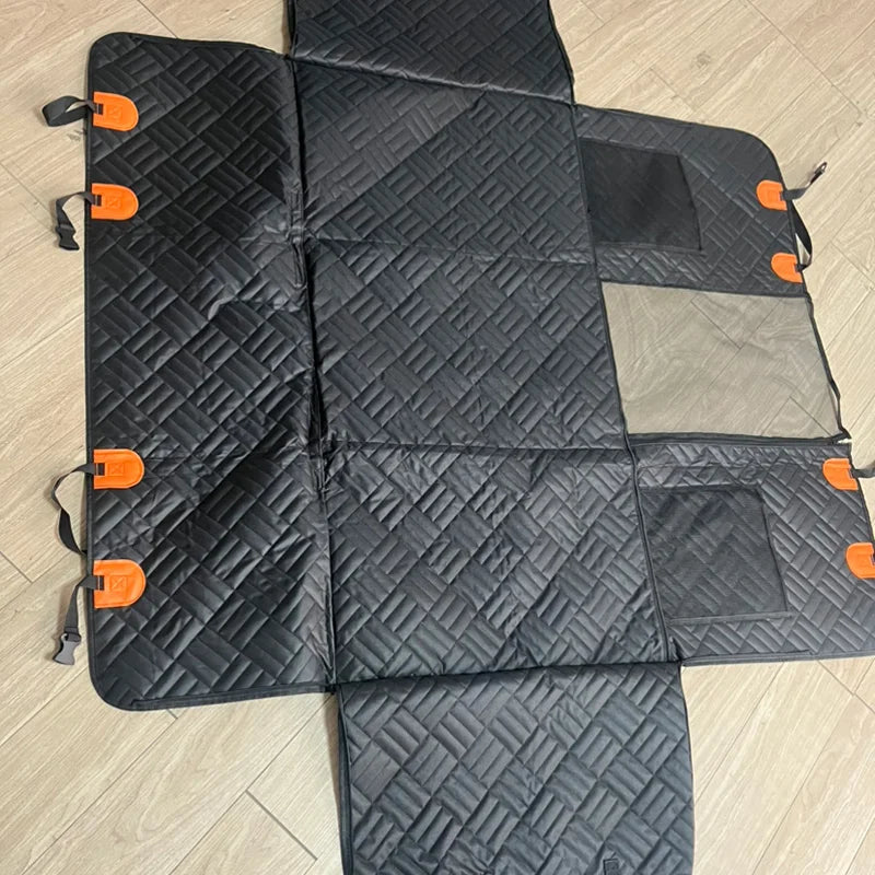 Extended Dog Car Seat Cover for Back Seat Extra Larger with Safety Belt Hard Bottom Car Back Seat Extender Dogs Fit for All Cars