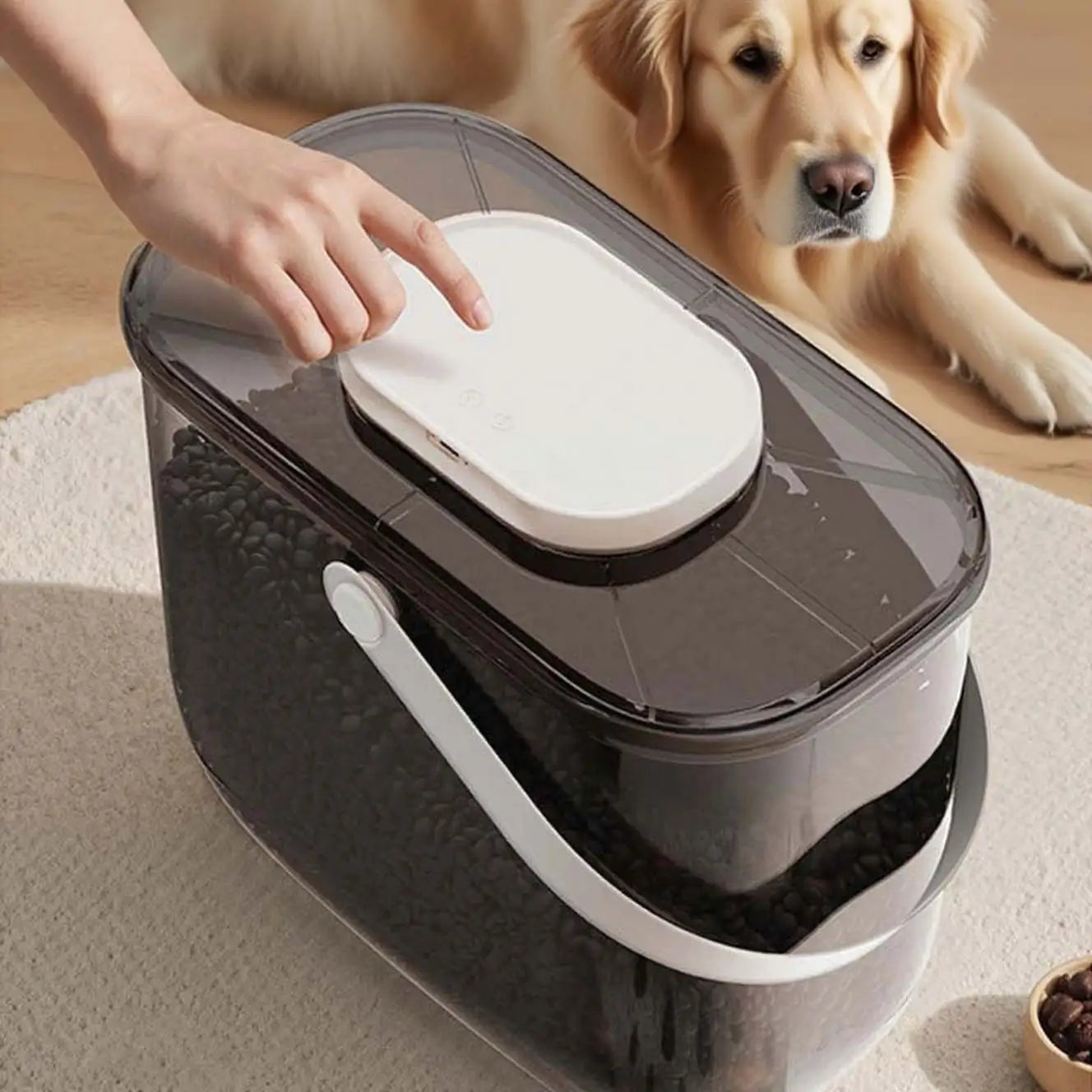 10L Intelligent Vacuum Pet Food Storage Bucket With Large Capacity Rechargeable Fresh-Keeping Sealed Container for Cat and Dog