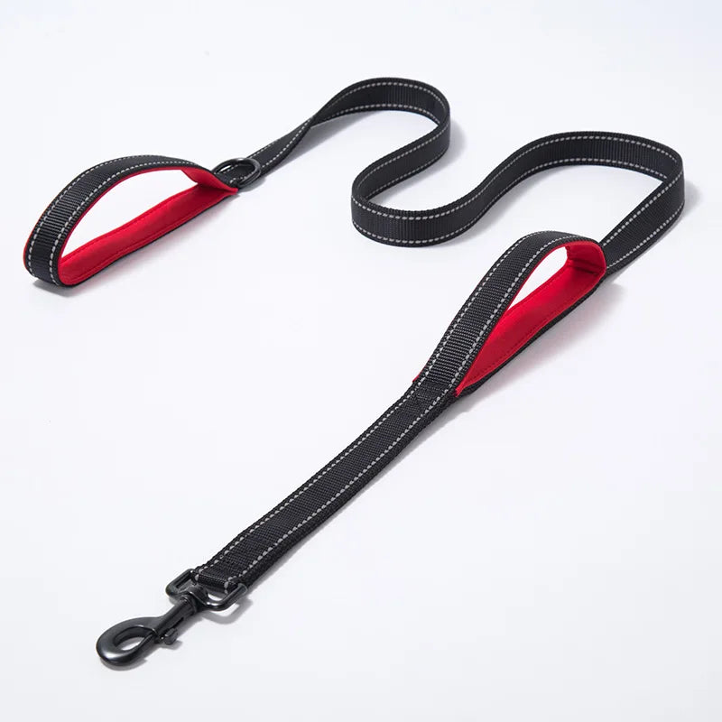 Reflective Dog Leash 2 Handles by Padded Traffic Handle for Extra Control Perfect for Medium to Large Dog Products