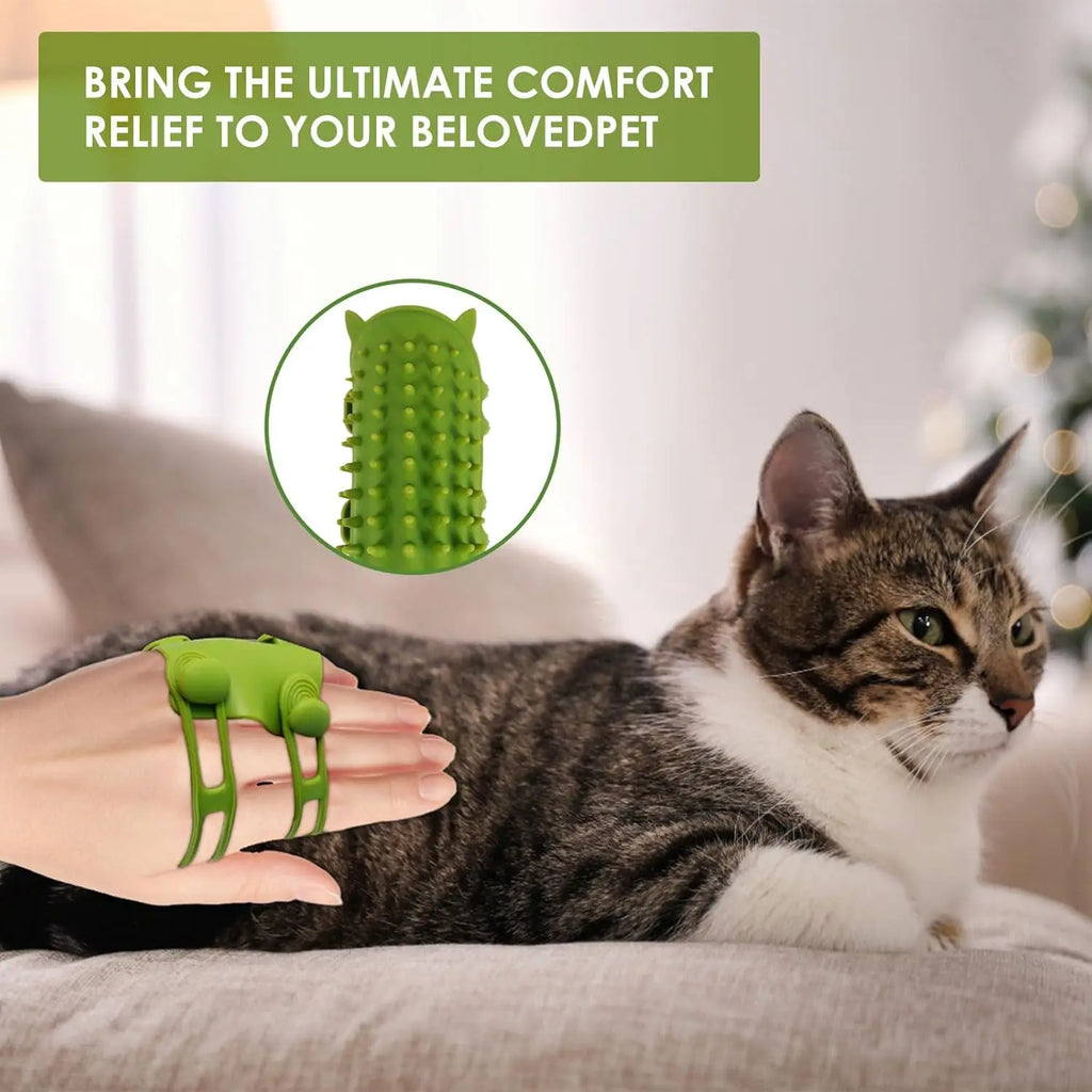 Portable and Foldable Cat Tickling Silicone Comb Pet Brush Adjustable Strap Flexible Pet Massage Brush for Dog and Cat