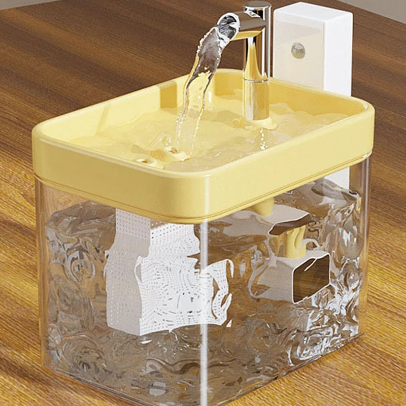 2500mah Pet Automatic Filter Fountain with Sensor Ultra Quiet Pump 1.5L Wireless Pet Water Fountain for Small Cats Dogs Supplies