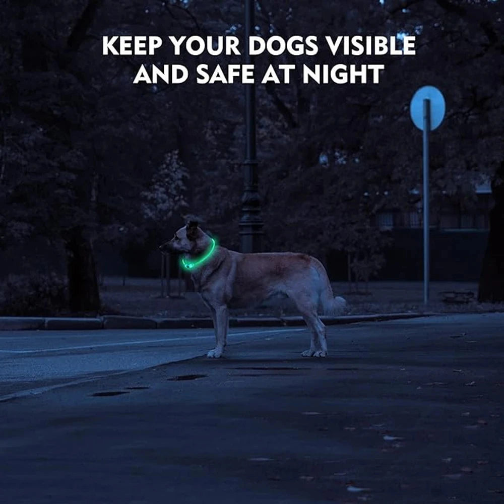 LED Light Dog Collar Waterproof Glow-in-the-Dark Pet Collar Reflective Luxury Nylon TPU Cuttable Puppy Collar Small Large Dogs