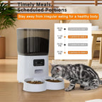Smart Camera Automatic Cat Feeder for 2 Cats 5L Food Dispenser with 2 Stainless Steel Bowl App Control Smart Pet Feeder