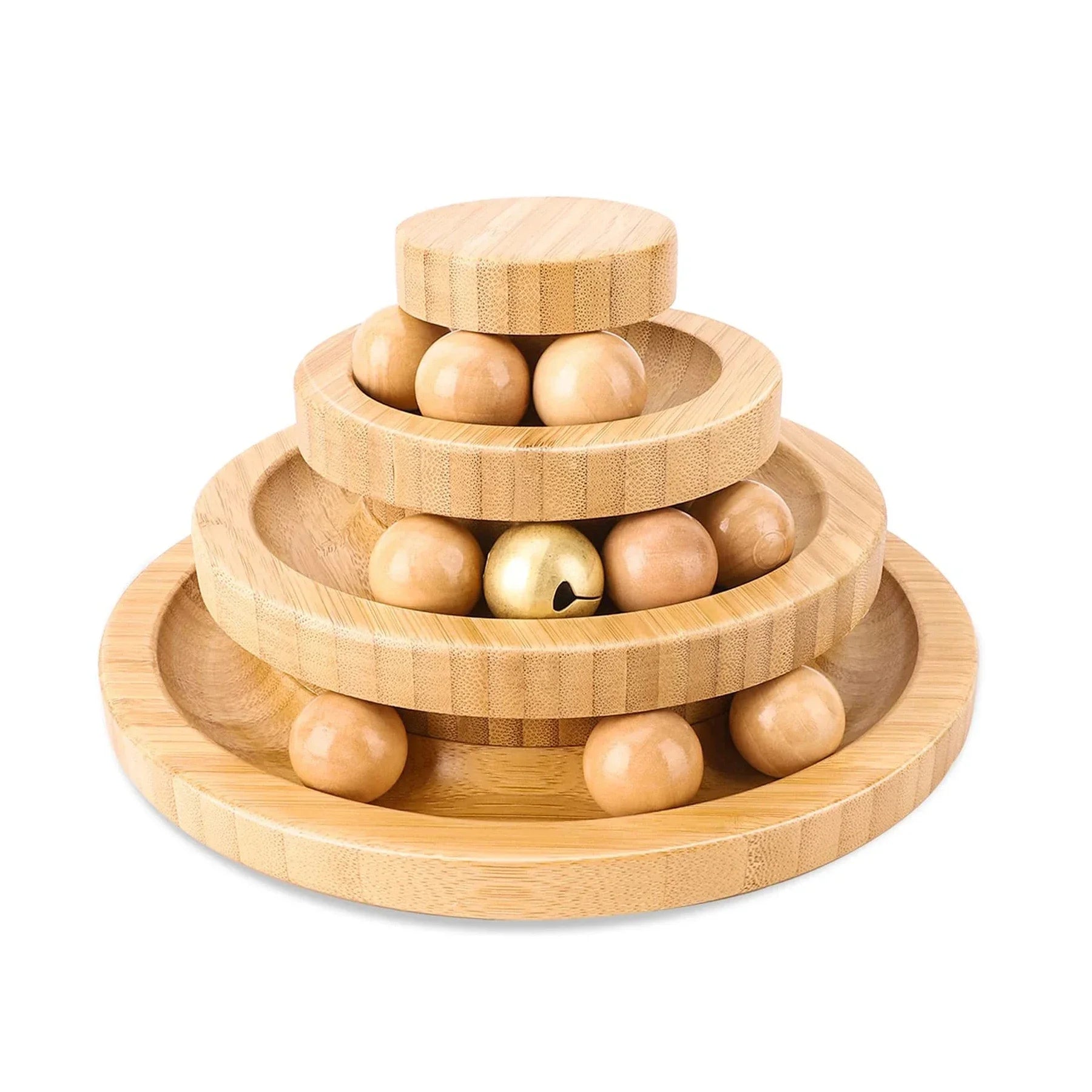 Interactive Cat Toy Rotary Table Solid Wood Pet Playing Stick Bell Baby Cat Automatic Cat Play Ball Pet Supplies
