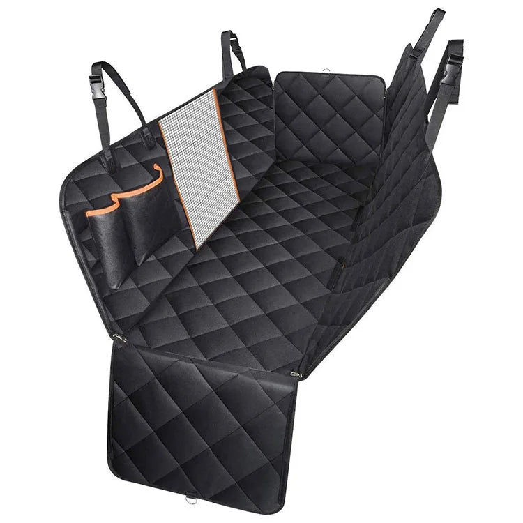 Extended Dog Car Seat Cover for Back Seat Extra Larger with Safety Belt Hard Bottom Car Back Seat Extender Dogs Fit for All Cars