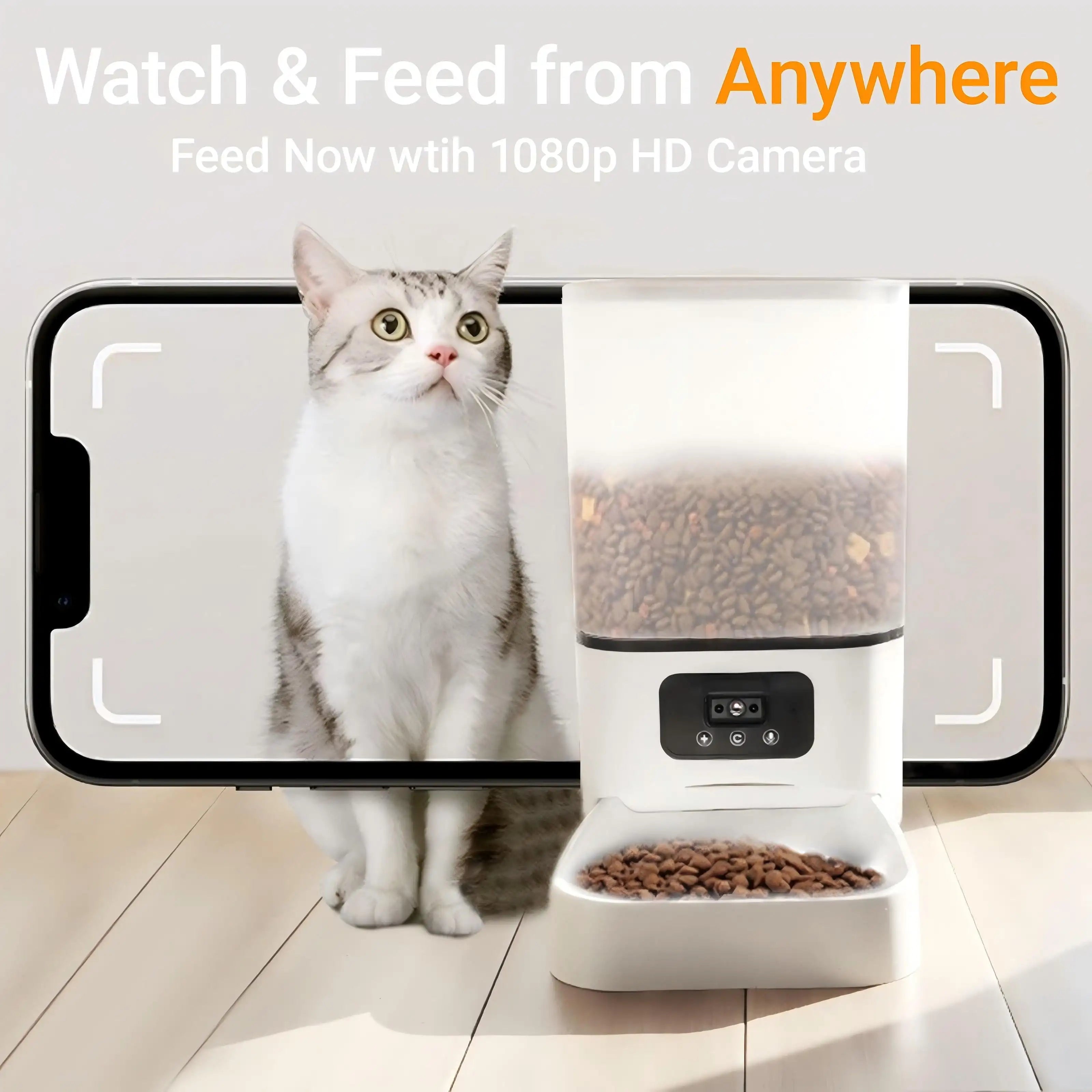 OEM 6L Large Capacity Automatic Cat Feeder with Camera WiFi Control Smart Cat Food Dispenser Pet Feeder Tuya APP Control