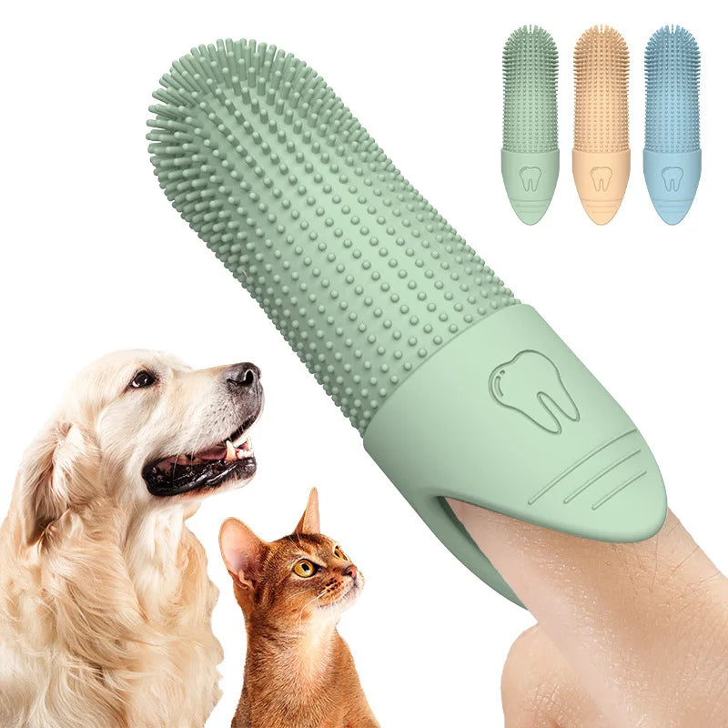 Dog Toothbrush 360 Degree Cleaning Finger Toothbrush for Dogs Food Grade Silicone Dog Finger Toothbrush for Cats Dental Care