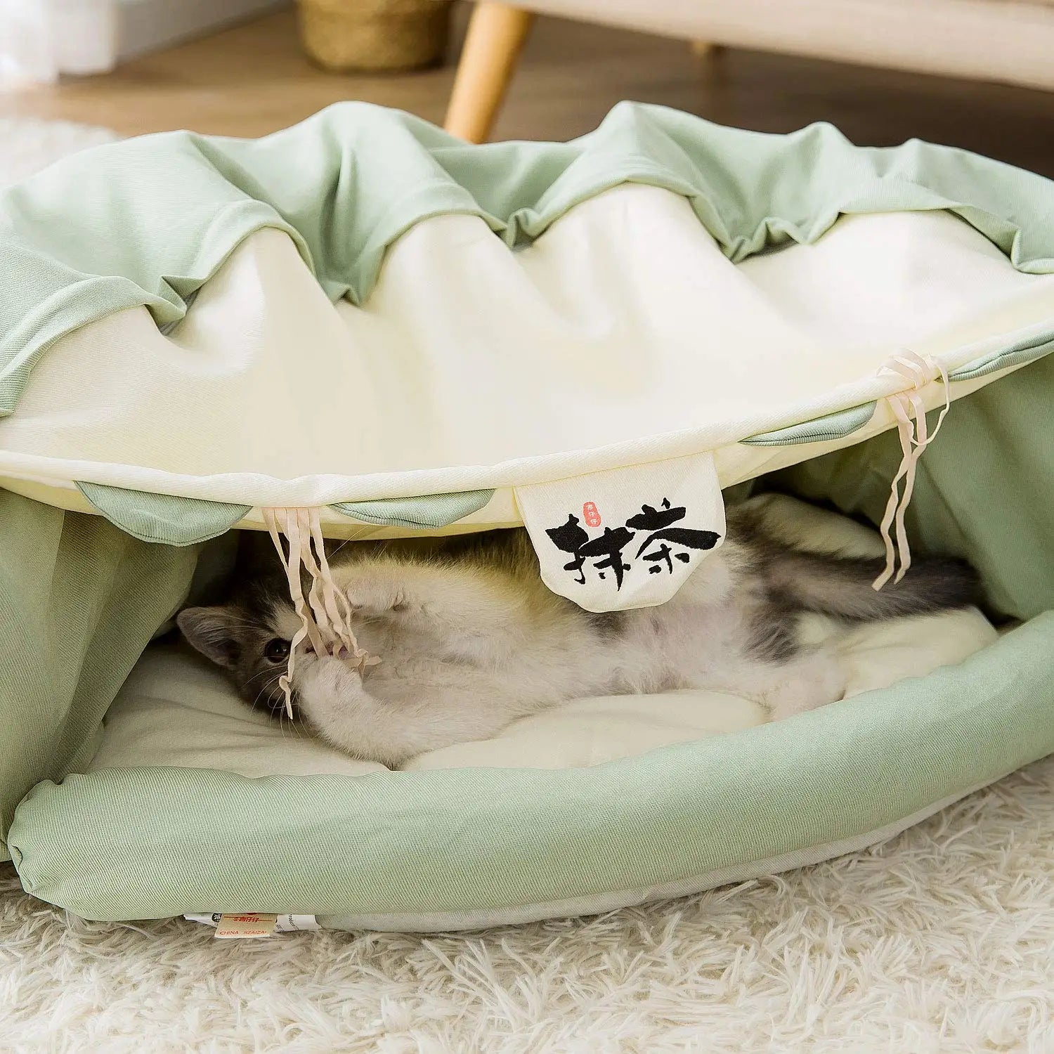 Cat Tunnel Collapsible Tubes Toys with Removable Mat Cat Bed Indoor Cat Tunnels Pet Accessories