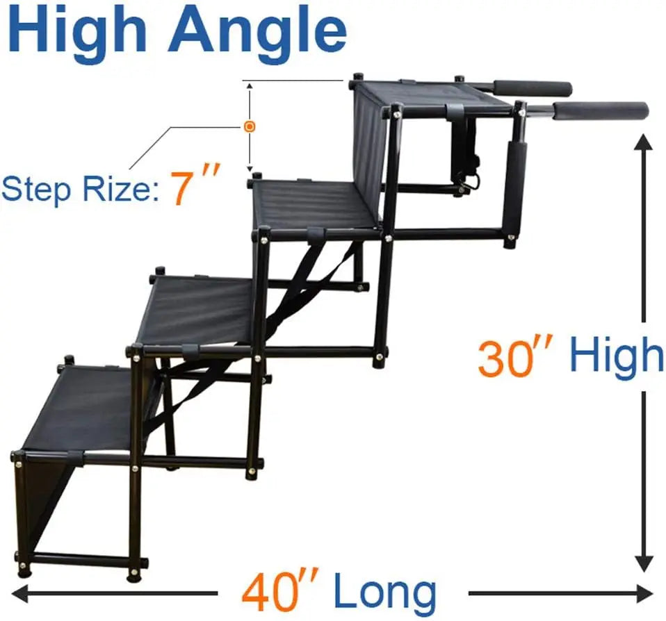 4 Steps Folding Pet Stairs Portable Lightweight Auto Large Dog Cat Ladder for Cars Trucks SUVs Cargo Couch High Bed