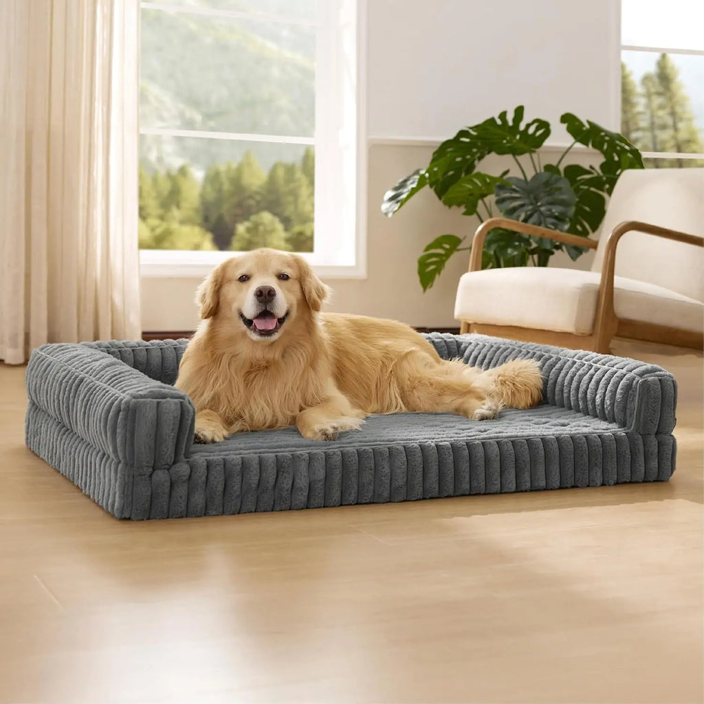 Orthopedic Pet Bed for Large Sized Dogs Waterproof Memory Foam with Removable Egg-Crate Foam Non-Slip Bottom Pet Couch Sofa