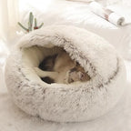 Winter Long Plush Solid Cat Bed & Pet Cage Warm Cushion Basket Dog Bed Sleep Bag Nest for Small Cats