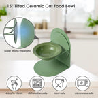Elevated Tilted Cat Bowl for Indoor Cats Raised Ceramic Cat Food Bowl with Metal Stand Non-Slip Pet Food Bowl