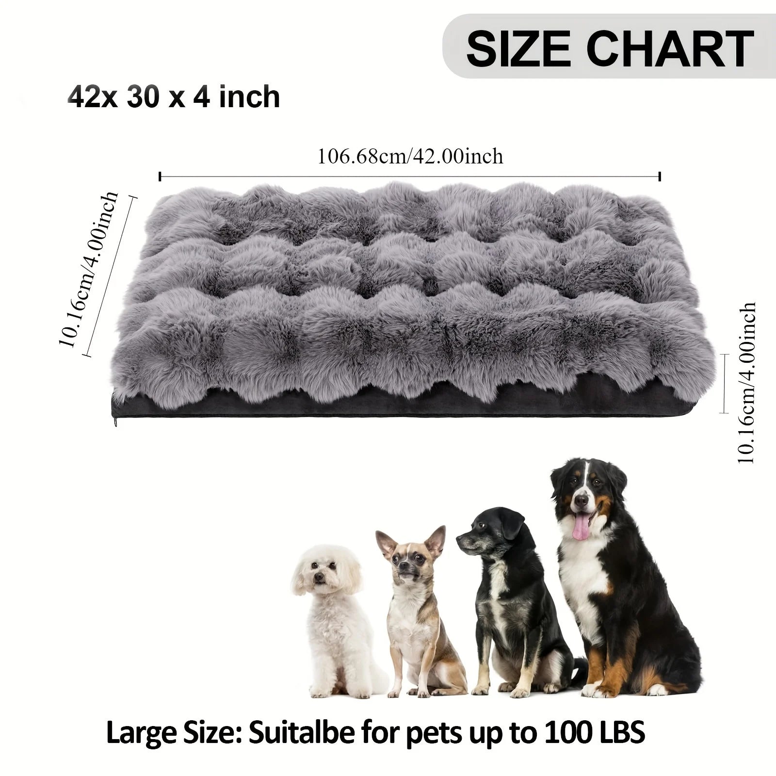 Luxury Extra Large Orthopedic Dog Bed with Anti-Slip Removable Washable Cover Soft Plush Faux Fur Fluffy Mat Cats Winter Season
