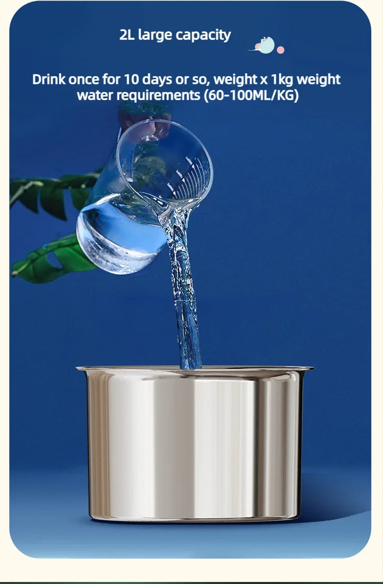 OEM 2L Stainless Steel Automatic Filter Cat Water Fountain Pet Water Dispenser Smart Pet Drinking Fountain With Faucet Drinker