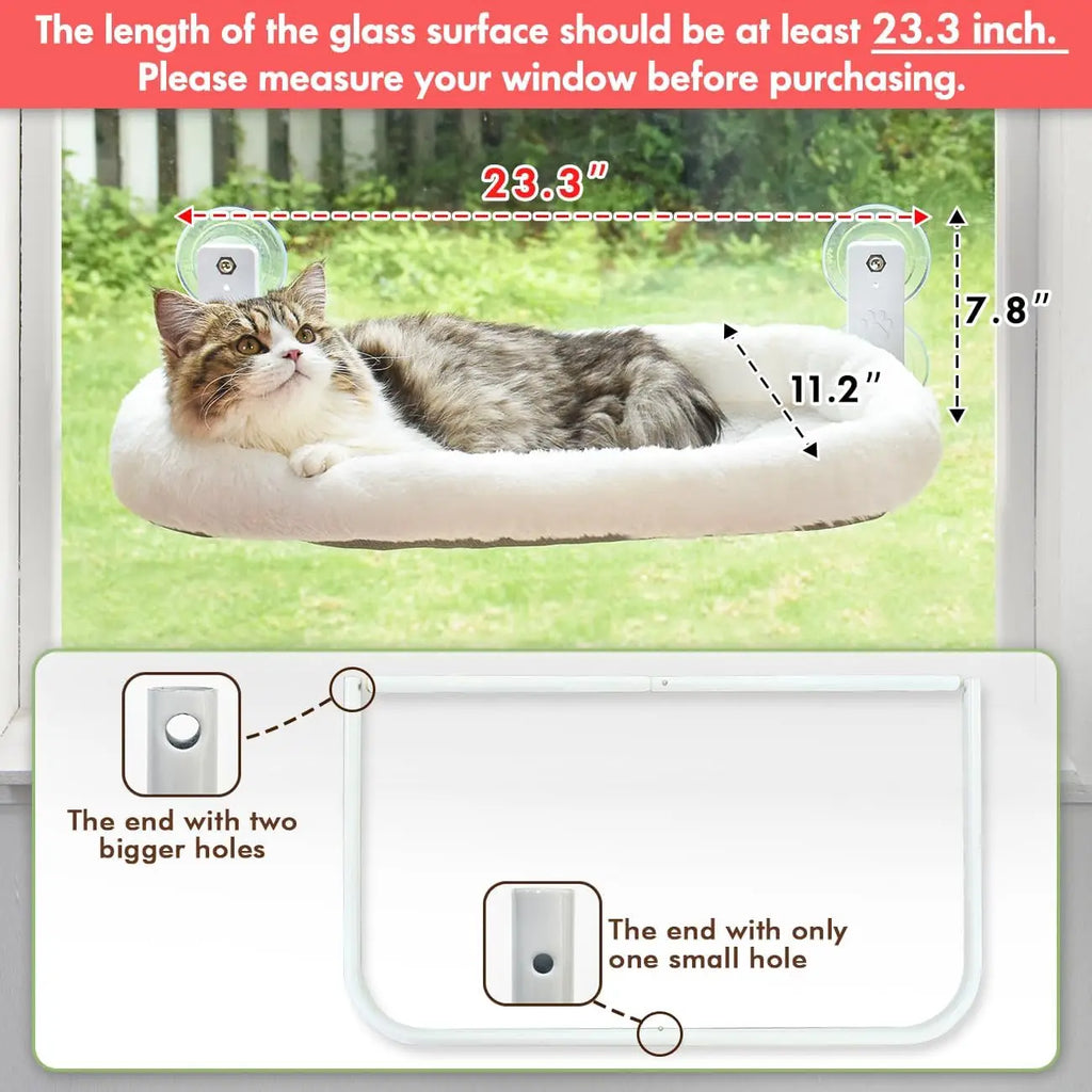 Cordless Cat Hammock Window Perch Window for Cats with 4 Strong Suction Cups Solid Metal Frame and Soft Cover Indoor Cat Bed