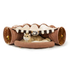 Cat Tunnel Collapsible Tubes Toys with Removable Mat Cat Bed Indoor Cat Tunnels Pet Accessories