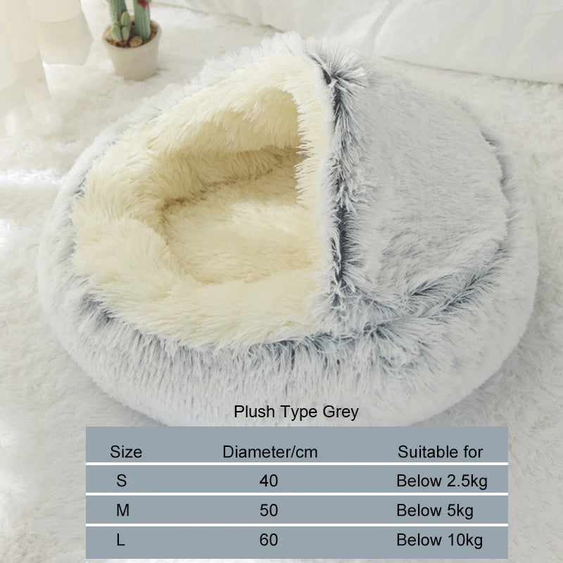 Winter Long Plush Solid Cat Bed & Pet Cage Warm Cushion Basket Dog Bed Sleep Bag Nest for Small Cats