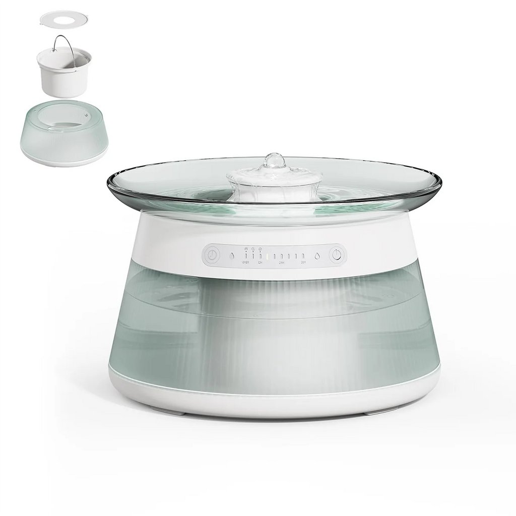 3.5L Smart Glass Cat Water Fountain with Sensor No Filter Required Wastewater Separation Wireless 4000mAh Battery OEM ODM