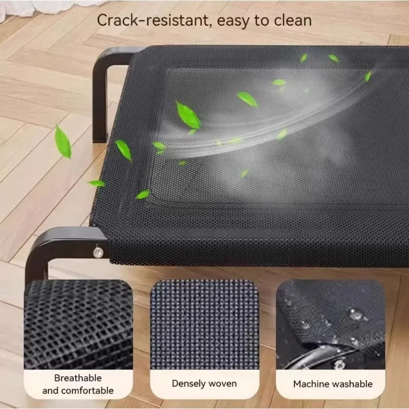 Large Breathable Mesh Dog Bed Off-The-Ground Moisture-Proof with Removable Washable Feature Universal Camp Pet Bed for Summer