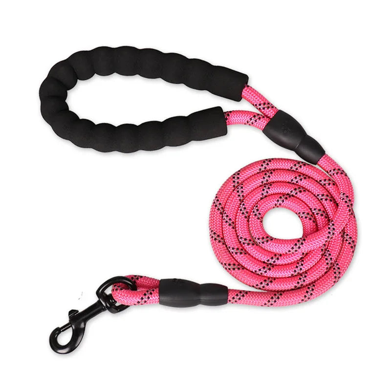 1.5M Comfortable Dog Training Leash Reflective Padded Handle Strong Heavy Duty Nylon Rope Durable Personalized Striped Pattern