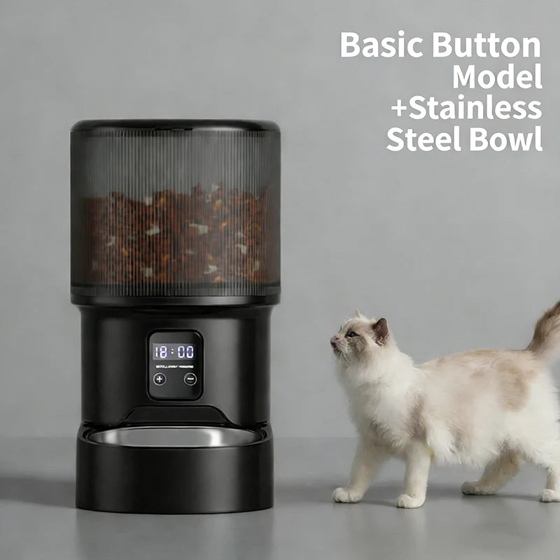 OEM 4L Automatic Cat Feeder with Camera 2.4G WiFi Pet Food Dispenser Smart Voice Recorder APP Control with Stainless Steel Bowl