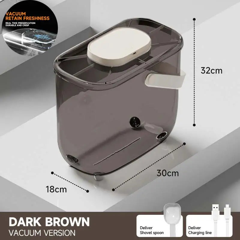 10L Intelligent Vacuum Pet Food Storage Bucket With Large Capacity Rechargeable Fresh-Keeping Sealed Container for Cat and Dog