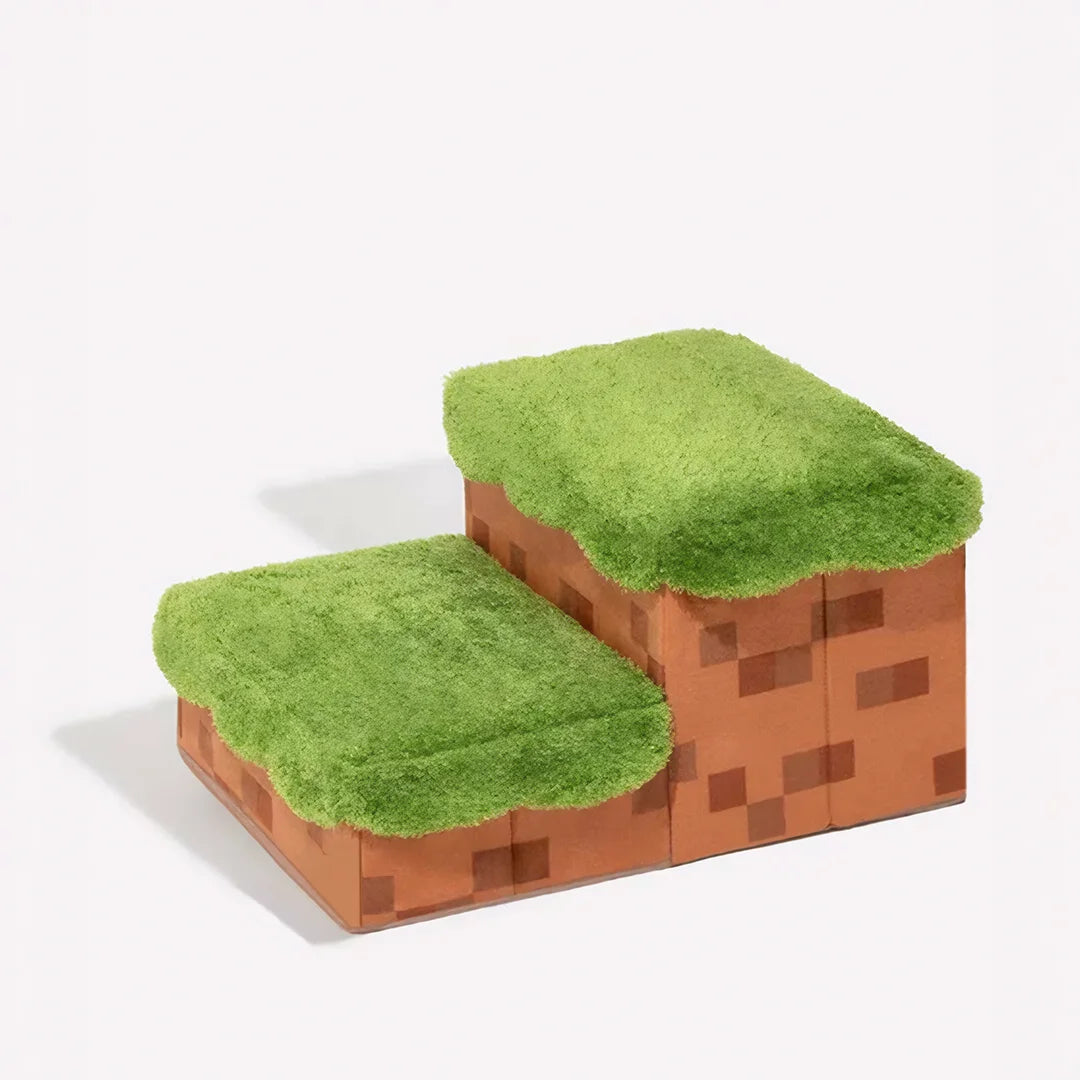 Luxury Retro Pixel 3-Step 2-Step Foldable Dog Steps Handcrafted Non-slip PawGame Blocky Design with Storage for Small Dogs Cats