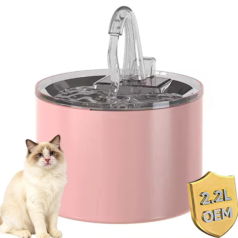 2026 New 2.2L Smart Ceramic Modern Cat Water Fountain with Charge Automatic Filtration OEM Elegant Design Durable Easy to Clean