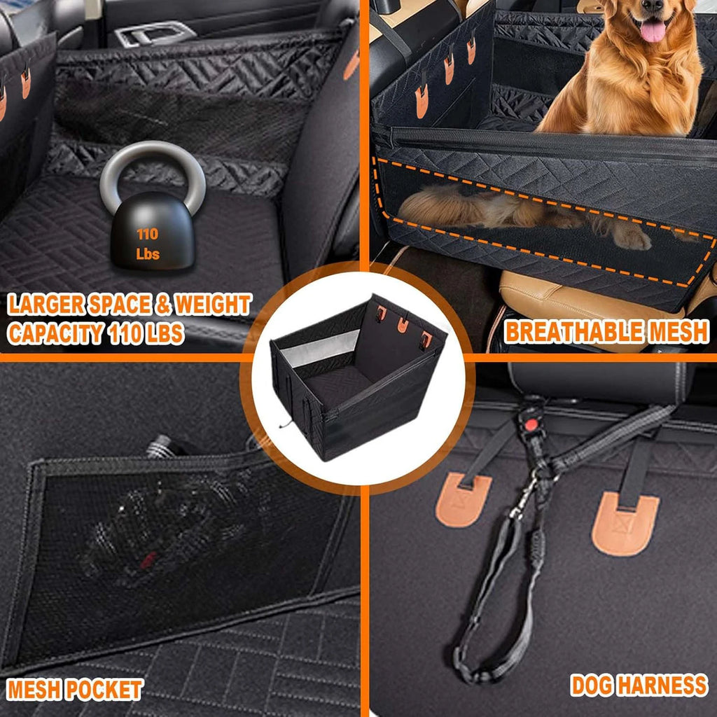 Extended Dog Car Seat Back for Dog Car Seat Cover Oxford Cat Back Seat Back Pet Hammock with Safety Belt for Medium Large Dogs